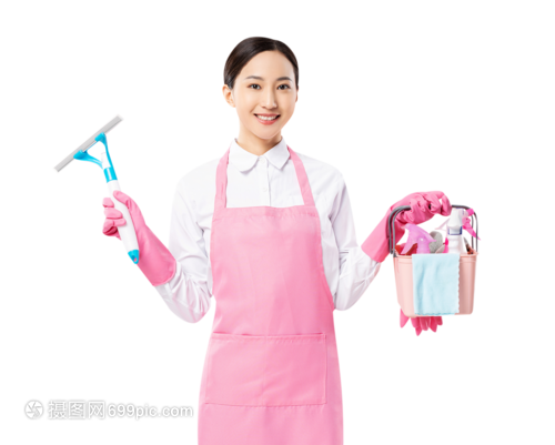 家政服務(wù)中的女性身影 手提清潔工具，守護(hù)家的潔凈